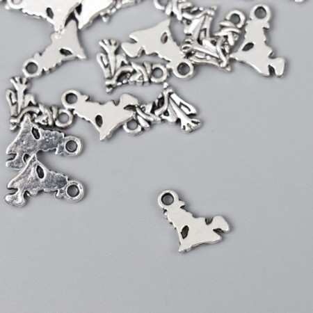 Decor Metal for creativity "Witch on a broomstick" Silver G039B931 set 30 pcs 1.1x0.9 cm-1