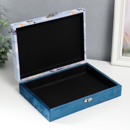 Casket tree "Aircraft and balloons" to leatherette and velvet 5.5x24x17 cm-2