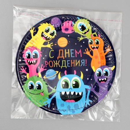 Disposable paper plate "Monster" (18 cm)-4