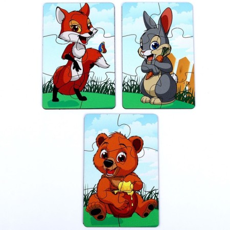 Set of puzzles "Forest Beasts", 3 puzzles, 6 parts-1