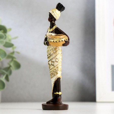 Souvenir Polystone Summary "African in a beige dress with gold" mix 14.5x4.7x3.3 cm-3