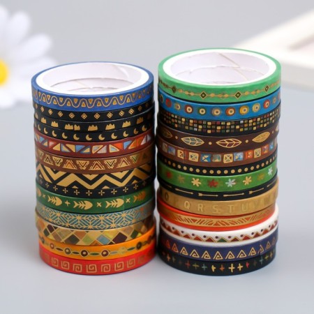 Adhesive tape Paper "Ethno" nr 26 pcs width 0.3; 0.5 cm length 3 meters 12x4x4 cm