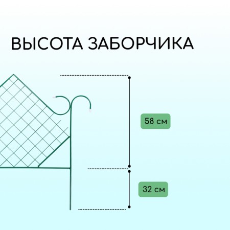 Decorative fence, 90 × 500 cm, 5 sections, metal, green, "rhombus"-2