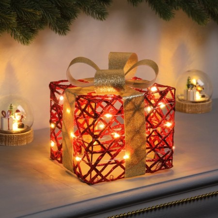 LED figure “Red Gift” 17x15x15 cm, 20 LED, AAH2 batteries (not in the kit), warm white glow