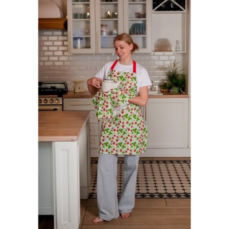 Female apron Sweetheart, size 60x80 cm, green color
