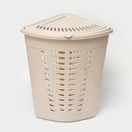 Corner underwear basket with a lid, 45 l, 37 × 50 × 56 cm, ivory color