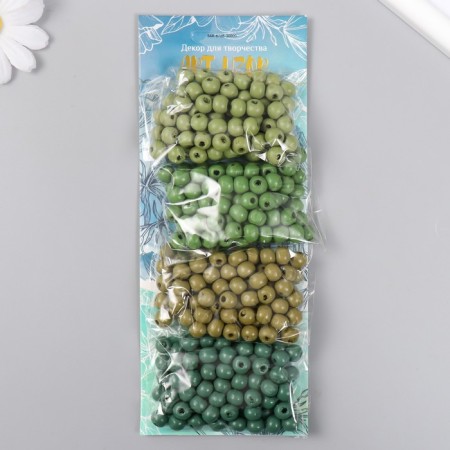Set of beads for creativity wood "forest" d-0.8 cm, 4 colors x 15 g
