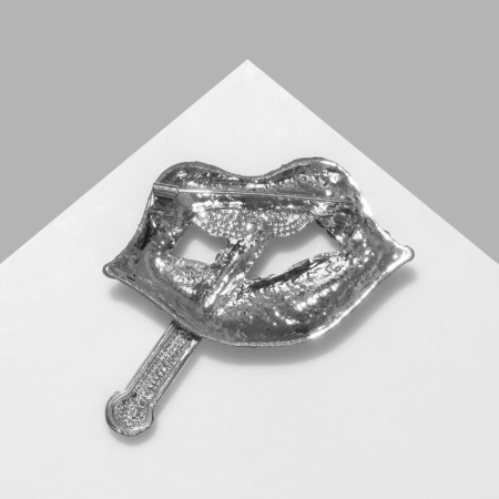 Brooch "Lips" 18+, colored in silver-1