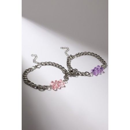Bracelets "Demetrons" on a magnet, marmalade bears, purple-pink color in silver-4