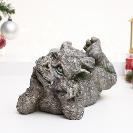 Piggy bank "Dragon Dreamer" under stone, 28x17.5x13cm-2