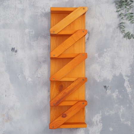 Wooden shelf under 5 bottles, 57x18.5x11 cm-3