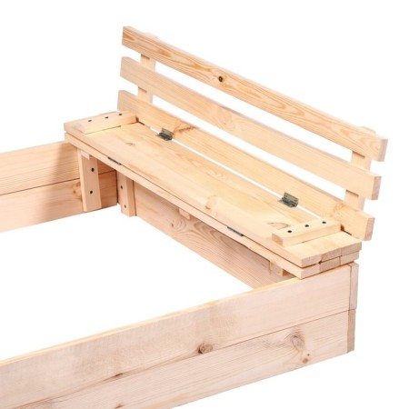 Sandbone is a nursery wooden, with a lid, 100 × 100 × 18 cm, without painting, benches (2 pcs.), Greengo-9