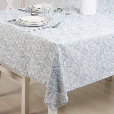 Rolled oilcloth with embossing "Clover", 1.25 × 25 m, blue color-1