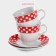 Tea Ceramic Dolyana Service "Peas", 4 items: 2 cups 210 ml, 2 saucers d = 14 cm, red red color