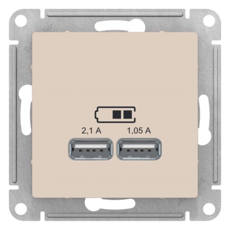 SET SE AtlasDesign, 2 USB, 2.1/1.05 A, 5 V, beige, Atn000233