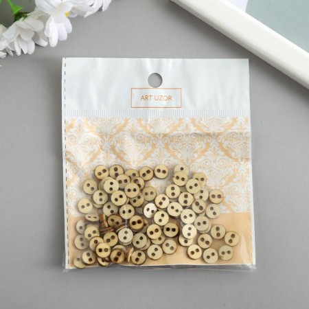Buttons wood for creativity 2 punctures "simple" set of 100 pcs 0.8x0.8x0.2 cm-2
