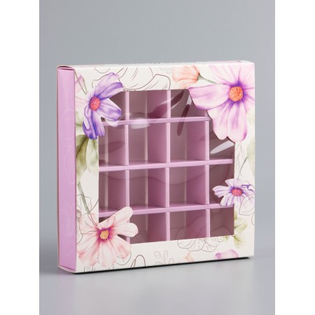 Box for sweets 16 pcs "The most tender", 17.7 x 17.7 x 3.8 cm. Confectionery packaging-1