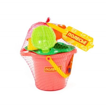 Sanding set No. 50: bucket, strainer-color, scoop, robberies, 2 molds for sand, mix color-4