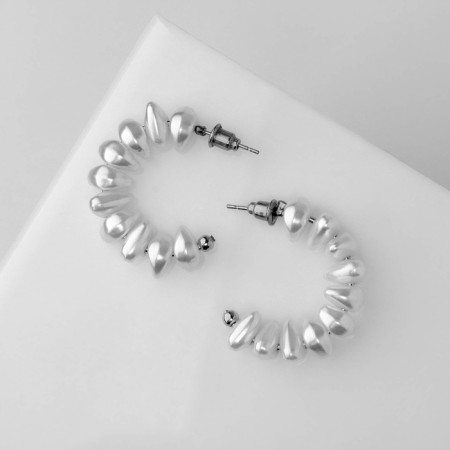 Earrings with pearls "bead" crescent, color silver-1