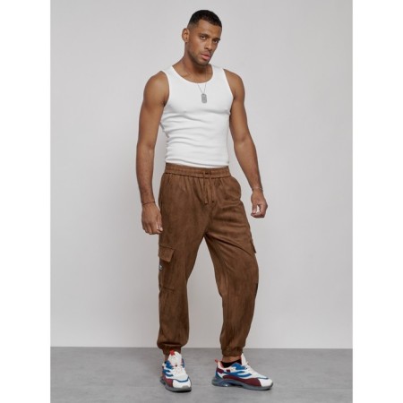 Joggers are sports male, size 50, brown color-5
