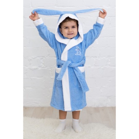 Baby robe "Bunny", height 116 cm, blue+white, Makra-2