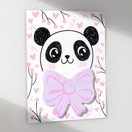 Magnet with a block "Panda with a bow" 12.5x15.7 cm-4