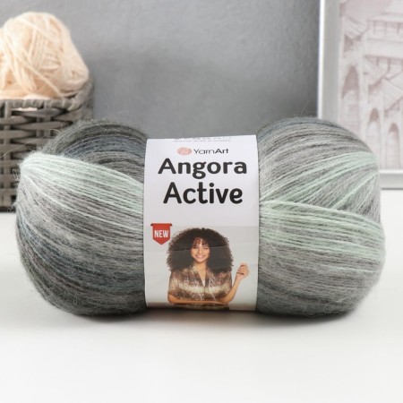 Yarn "Angora Active" 20% wool, 80% acrylic 500m/100g (840 black-gray-mir wave)-4