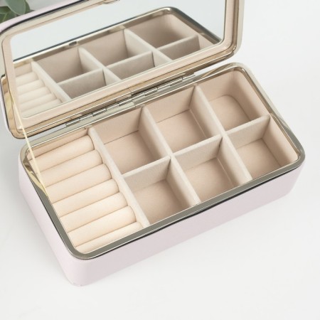Casket to the leatherette for jewelry "Small ripples" pale pink 10x18x6 cm-2