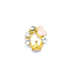 Metal fittings TNL “Oval Pink Heart”, 4 pcs