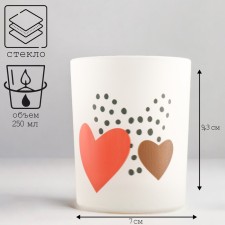 Подсвечник "СЕРДЕЧКИ" на белом фоне 9,3х7,7 см, 240 мл