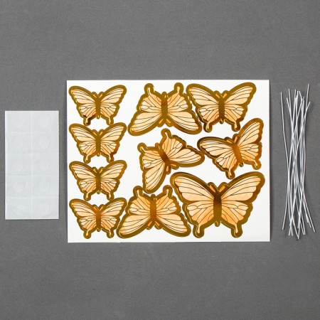 Set for decorating the cake "Butterflies", 10 pcs., Golden-1