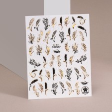 Nail stickers 10.2*8cm of ears CJ-074 Gold/black substrate QF