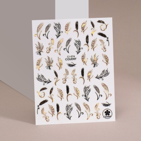 Nail stickers 10.2*8cm of ears CJ-074 Gold/black substrate QF
