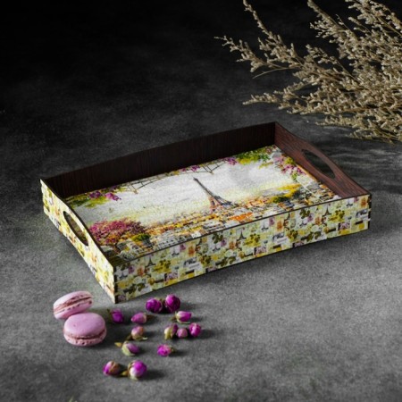 Tray with handles "France", wooden, 30x20x4.5cm