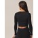 Crop Top female with long sleeves Crop Top Manica Lunga, size 48, black color