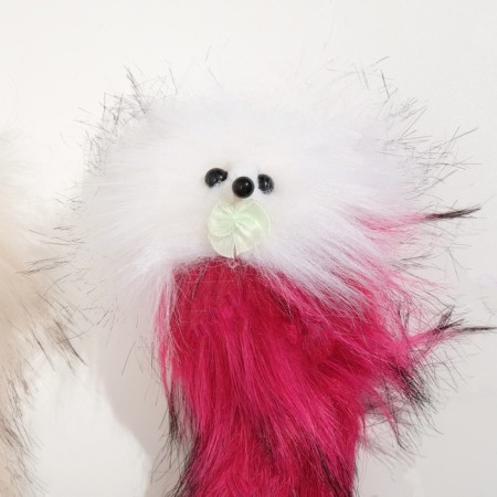 Artificial fur mouse up to 24 cm with a tail, a mix of flowers-3