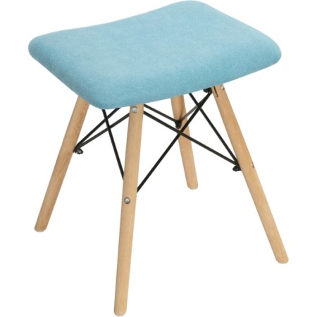 Stool Ben array of beech/metal/fabric, natural/blue 41x39x44 cm