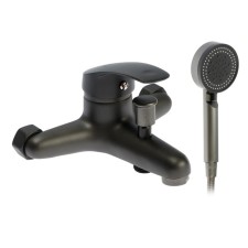 Bath mixer Zein Z3839, single -leaf, shower set, watering can 5 modes, graphite