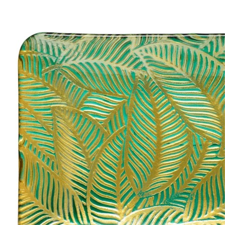 Glass dish "Leaves", 305 × 225 × 25 mm, rectangular, green / gold color-1
