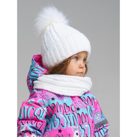 Children's Knitted set for girls: hat and snood, size 46, light gray color-1