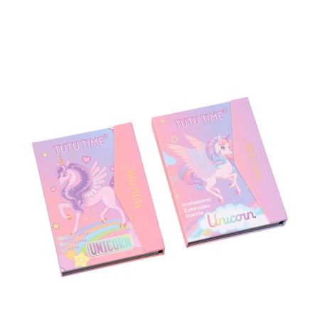 A set of decorative cosmetics (highlighter, blush, glitter, shadows, lipstick, eyebrow shadows)