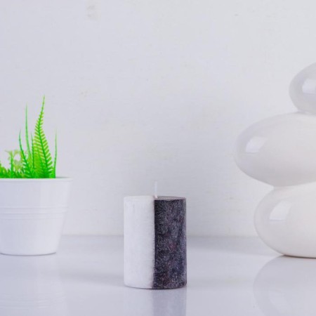Candle cylinder 5x7.5cm, "crystalline pattern", ginger-1