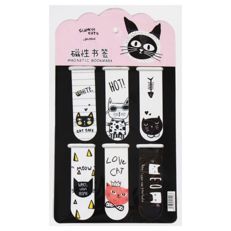 A set of magnetic bookmark for books Calligrata 6 pieces, "cats", mix-6