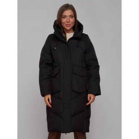 Coat insulated winter female, size 42, black color-5