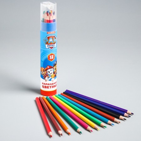 Colored pencils in a tube, 12 colors, trihedral, puppy patrol