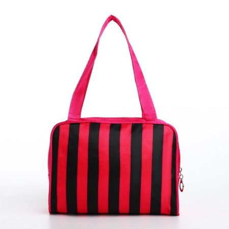 Cosmetic bag with lightning, black/raspberry color-1
