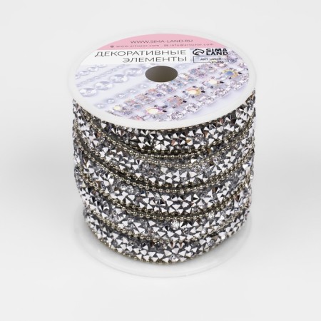 Rhinestones and beads are thermoclayes, width - 10 mm, 4.5 ± 0.5 m, silver color-2