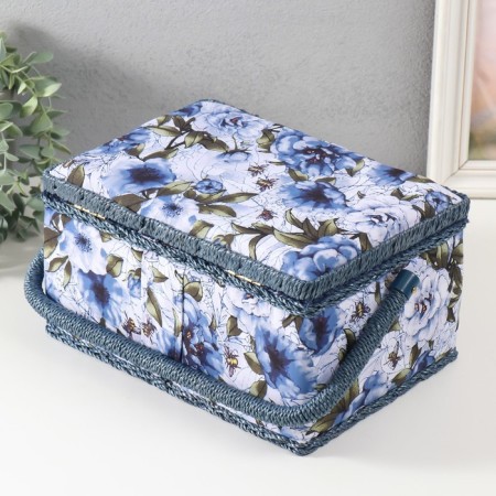 Casket for needlework "White-blue peonies" 19x26x14.5 cm-4