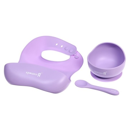 Set for feeding, food silicone, lilac color-2