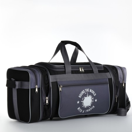 Board Road on a zipper, with an increase, 3 outer pockets, a long belt, black/gray color-2